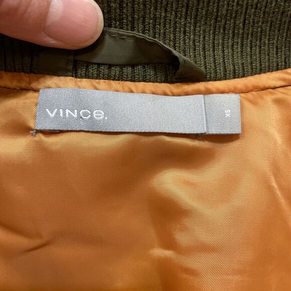 Vince Quilted Bomber Jacket Olive green Nylon Size Extra Small XS - Picture 2 of 12